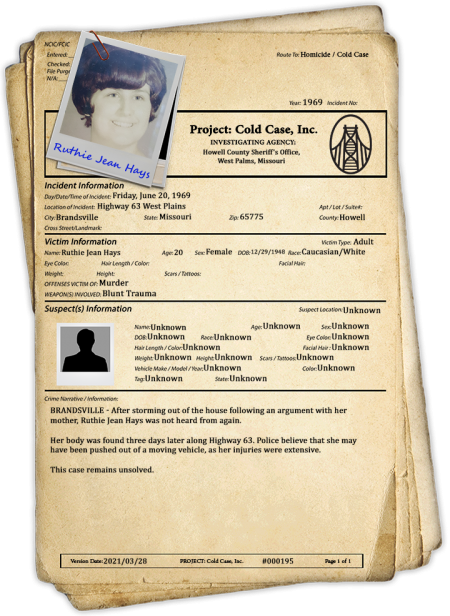 Ruthie Hays - Project: Cold Case