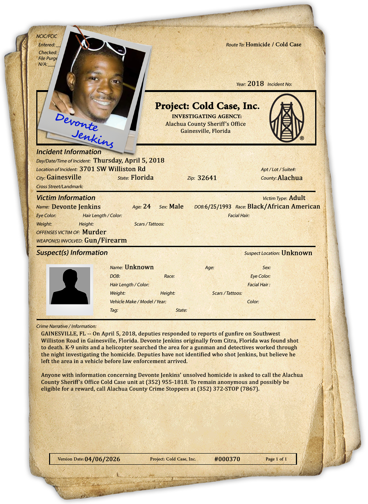 Devonte Jenkins - Project: Cold Case